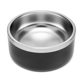 Dog Bowl, Stainless Steel Dog Food And Water Bowl With Non Slip Quiet Bottom, Easy To Clean, Dishwasher Safe, 42oz (Color: Black)